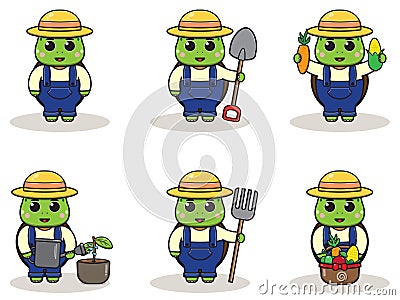 Vector illustration of Turtle farmer cartoon Vector Illustration