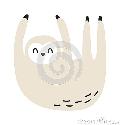 Sloth hand drawn abstract african animal flat icon Vector Illustration