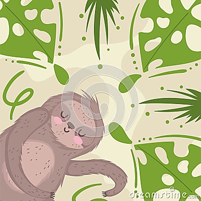 sloth jungle animal Vector Illustration