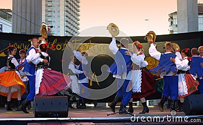 Slovak folklore dancers stage performance Editorial Stock Photo