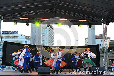 Slovak folklore dancers stage performance Editorial Stock Photo