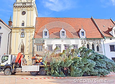 Slovakia, Bratislava, old town hall along Rhine river and Danube river Editorial Stock Photo