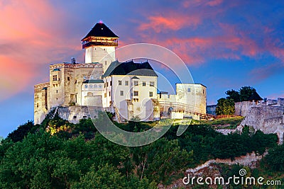 Slovakia Castle - Trencin at sunrise Stock Photo