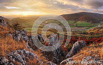 Slovakia countryside - Summer mountain panorama - Nice village O Stock Photo