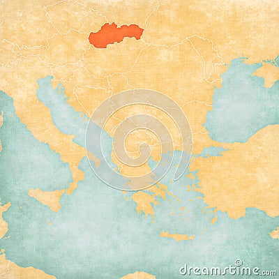 Map of Balkans - Slovakia Stock Photo