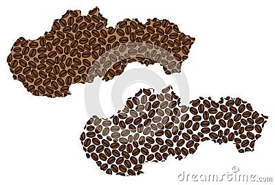 Slovakia - map of coffee bean Vector Illustration