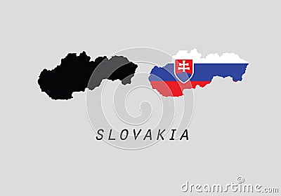 Slovakia outline map national borders Vector Illustration