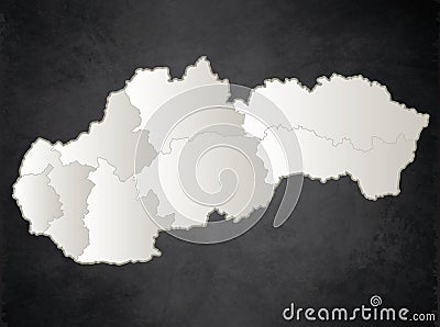 Slovakia Republic map Black White separate blank individual name blackboard raster Stock Photo