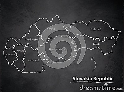 Slovakia Republic map separate individual blackboard chalkboard Vector Illustration
