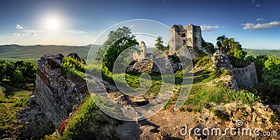 Slovakia - Ruin of castle Gymes at sunset, Europe Stock Photo