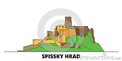 Slovakia, Spissky Hrad flat landmarks vector illustration. Slovakia, Spissky Hrad line city with famous travel sights Vector Illustration