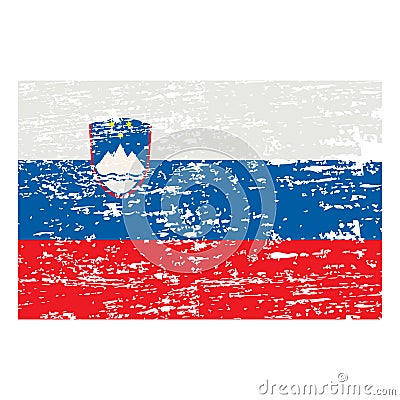 Slovenia flag. Brush painted Slovenia flag. Hand drawn style illustration with a grunge effect and watercolor. Slovenia flag with Cartoon Illustration