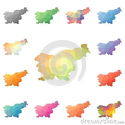 Slovenia geometric polygonal, mosaic style maps. Vector Illustration