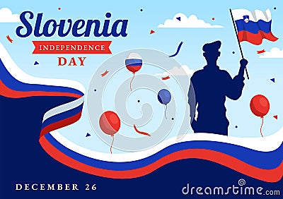 Slovenia Independence Day Vector Illustration on 26 December with Waving Flag Background Design in National Unity Holiday Vector Illustration