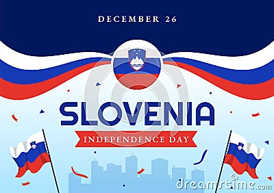 Slovenia Independence Day Vector Illustration on 26 December with Waving Flag Background Design in National Unity Holiday Vector Illustration