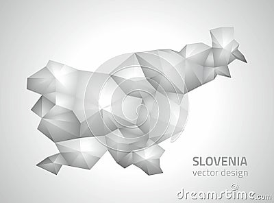 Slovenia polygonal mosaic grey and silver triangle modern map Vector Illustration