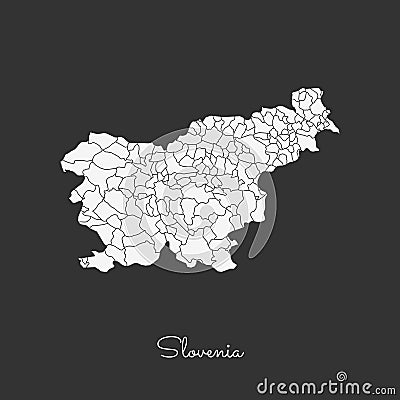 Slovenia region map: white outline on grey. Vector Illustration