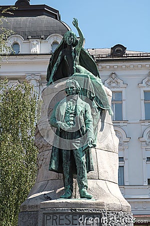 Slovenia, Statue dedicated to France PreÅ¡eren Stock Photo
