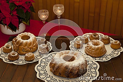 Slovenian Potica, Roll with wallnuts, almonds, rosinsâ€¦ Stock Photo