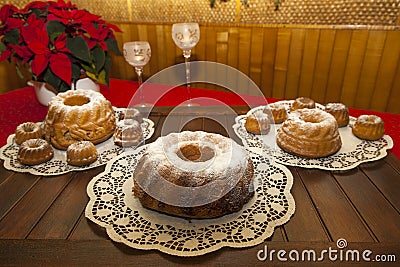 Slovenian Potica, Roll with wallnuts, almonds, rosinsâ€¦ Stock Photo