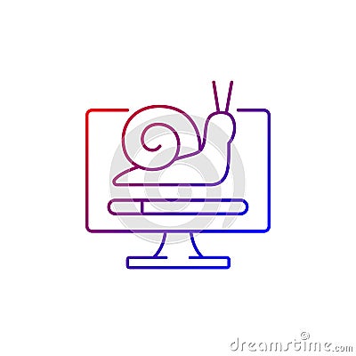 Slow computer gradient linear vector icon Vector Illustration