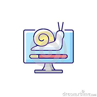 Slow computer RGB color icon Vector Illustration