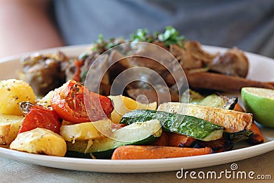 Slow Cooked Lamb with Grilled Veggies Stock Photo