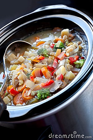 Slow-Cooked Vegetable Soup Stock Photo