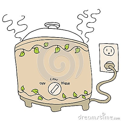 Slow Cooker Pot Vector Illustration