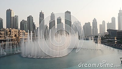 Slow motion of water jets at the singing fountains stock video Slow motion of water jets at the singing fountains stock video