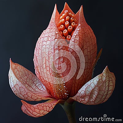 The slow opening of a rare flower that blooms once a decade. Stock Photo