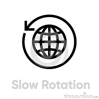 Slow rotation globe earth icon. Editable line vector. Vector Illustration