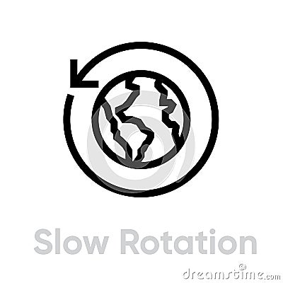 Slow rotation globe planet. Editable line vector. Simple isolated single sign. Vector Illustration