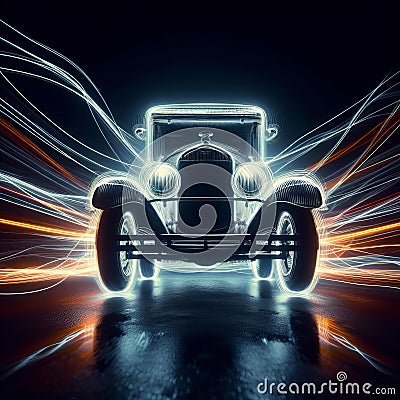 Slow Shutter Luminogram Creating light trails that form the shap Stock Photo