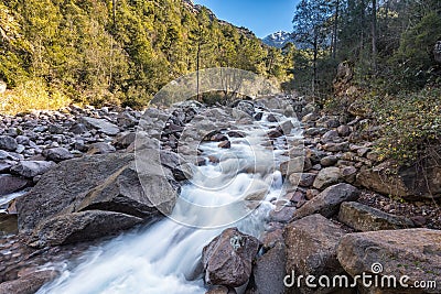 Slow shutter photo of Figarella river at Bonifatu in Corsica Stock Photo