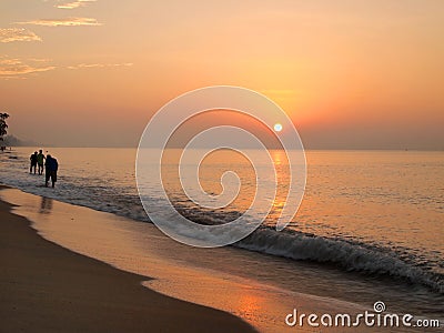 Slow shutter seascape view and beautiful sunrise Editorial Stock Photo