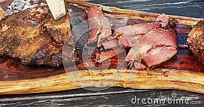 Slow smoke sliced beef brisket bbq southern style Stock Photo