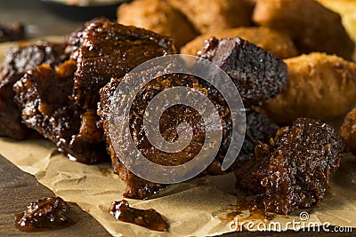 Slow Smoked Brisket Burnt Ends Barbecue Stock Photo