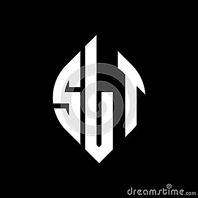 SLT circle letter logo design with circle and ellipse shape. SLT ellipse letters with typographic style. The three initials form a Vector Illustration