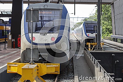 SLT local commuter sprinter train on endpoit at Rotterdam Central station Editorial Stock Photo