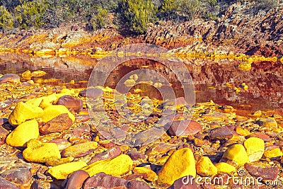 The sludge coming from the mines of Rio Tinto, Huelva, Spain Stock Photo