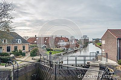 Sluice and port canal of Strijensas Stock Photo