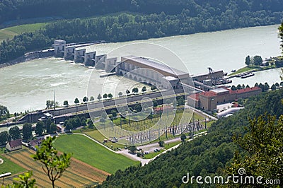 Sluice with power station in Donau Stock Photo