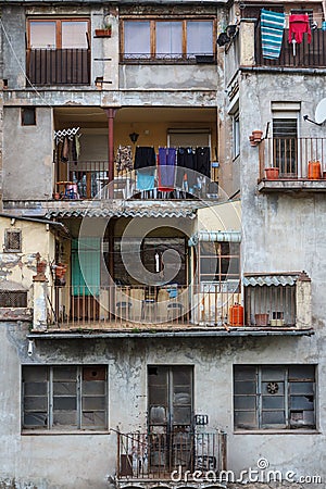 Slum facade in Ripoll Stock Photo