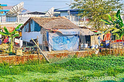 Slum neighborhoods in Yangon, Myanmar Stock Photo