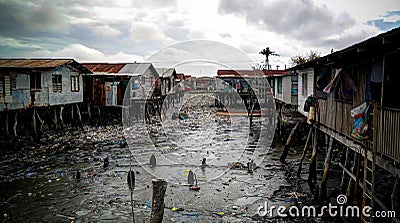 Slums at Hanuabada village at the outskirts of Port Moresby, Papua new Guinea Stock Photo