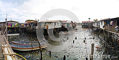 Slums at Hanuabada village at the outskirts of Port Moresby, Papua new Guinea Stock Photo