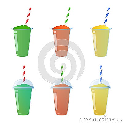 Slurpee slush frozen ice drink illustration with straw Vector Illustration