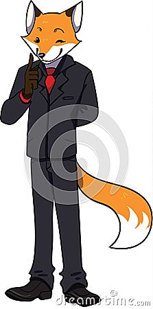 Sly business fox in a black suit Vector Illustration