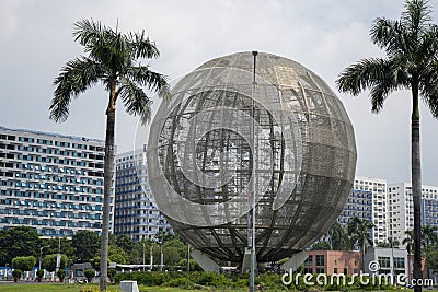 SM Mall of Asia planet earth steel structure monument in Manila Editorial Stock Photo